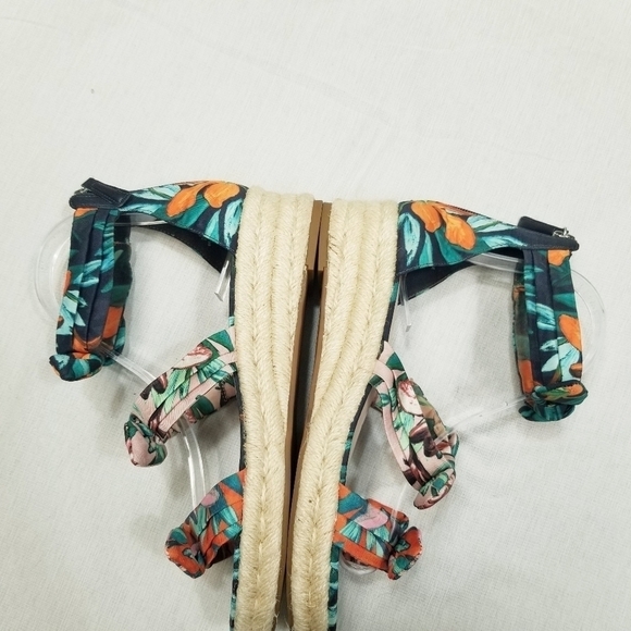 Nine West Allegro Bow 3 Strap Floral Espadrilles worn 1x wedge size 7.5 - Picture 4 of 15